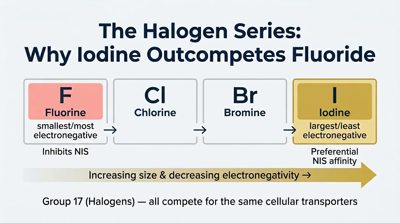 Halogen series Group 17 periodic table — fluorine chlorine bromine iodine competition diagram