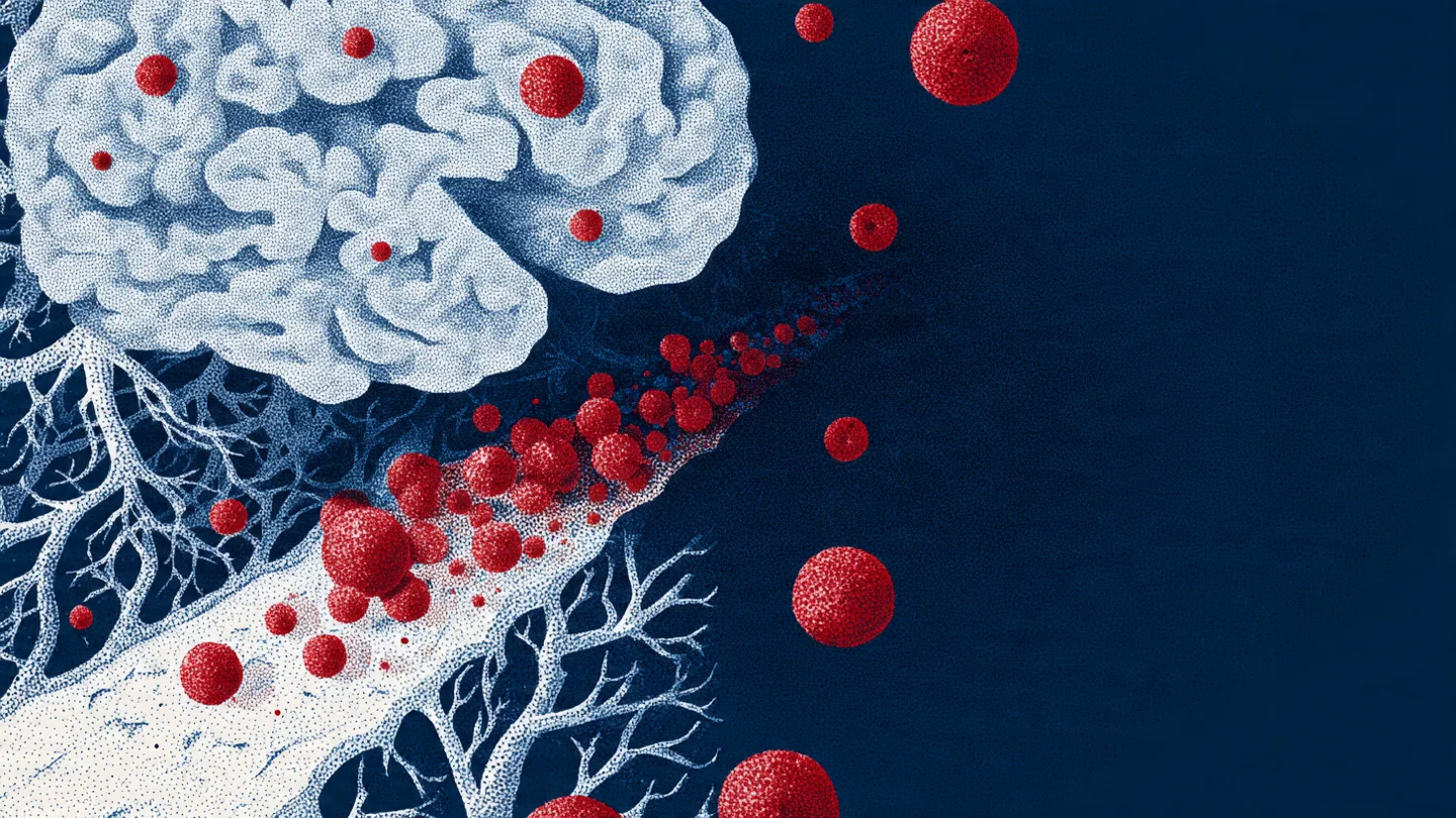 NAC molecule crossing the blood-brain barrier illustration — cerebral bioavailability science editorial