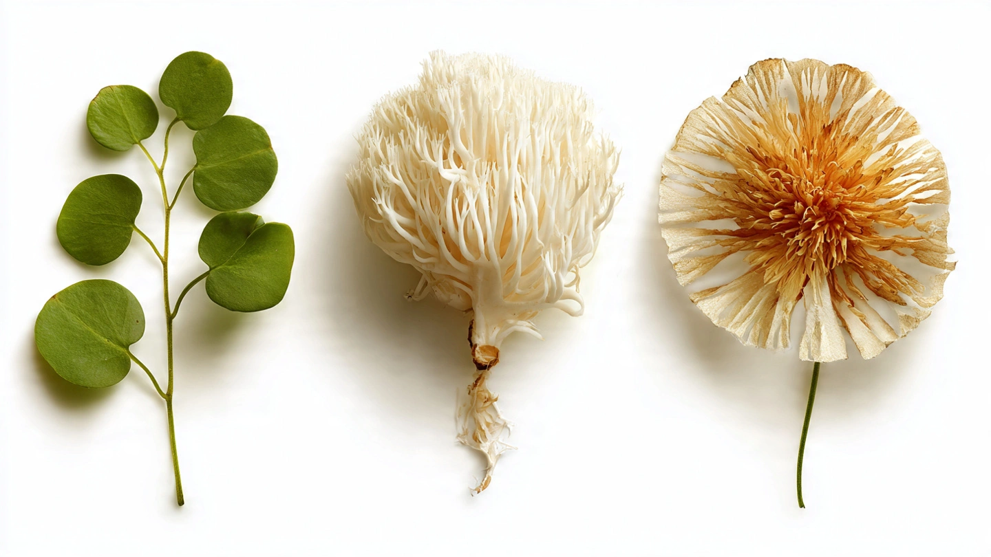 Pineal Guardian botanical ingredients — Lion's Mane, Bacopa, Pine Bark, Ginkgo