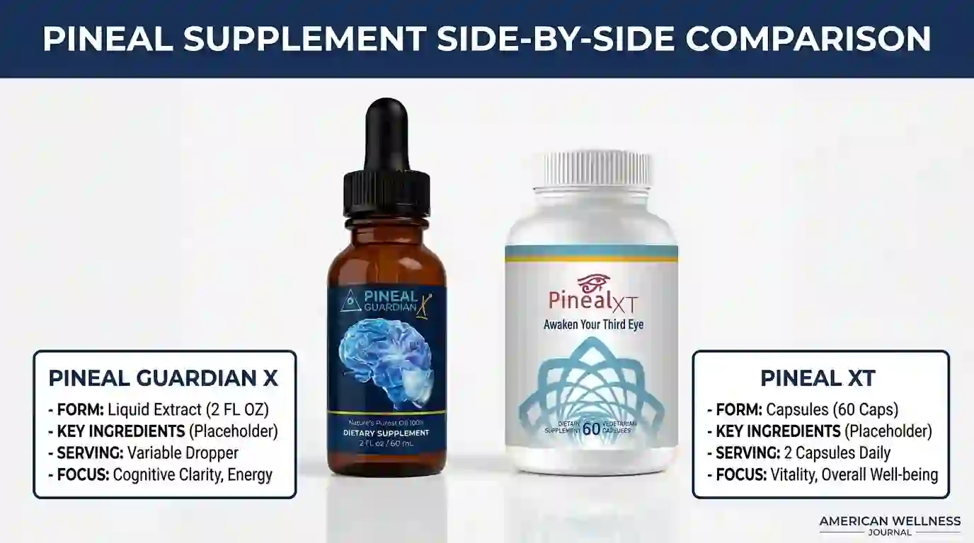 Pineal Guardian vs Pineal XT supplement comparison — side-by-side ingredient analysis editorial