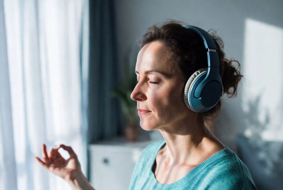 Frequency meditation practice with headphones — theta and gamma binaural beats protocol